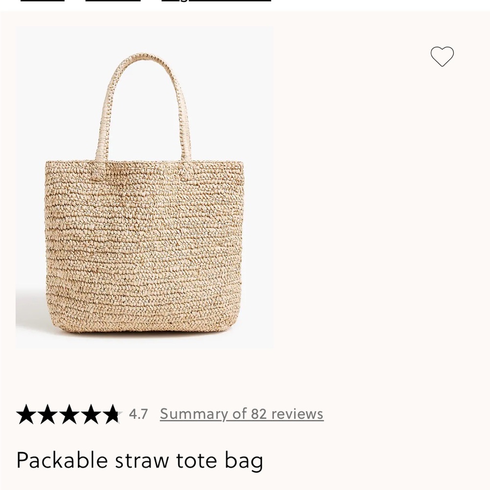 J. Crew Fty Packable Straw Tote Bag - Tan